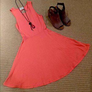 Coral A-Line Skater Dress